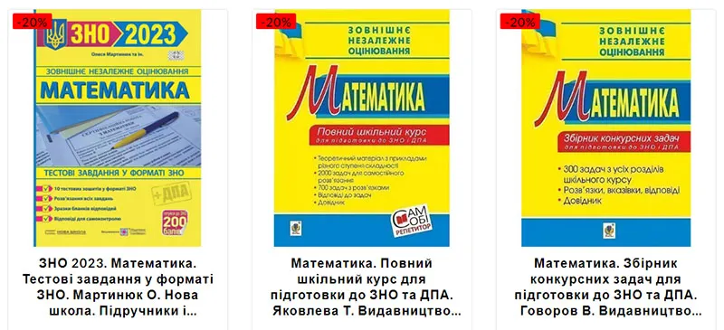 ЗНО з математики. Посібники для навчання